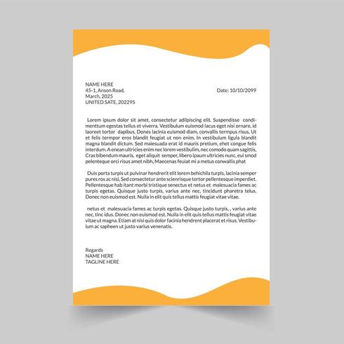 Yellow Wave  Letterhead Design Template  vector