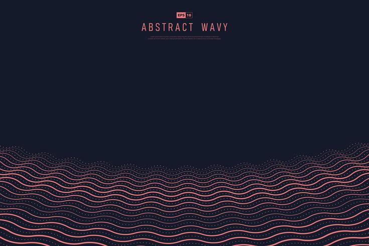 Minimal living coral color wavy design on dark background vector