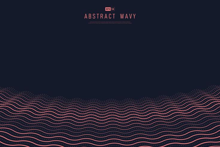 Minimal living coral color wavy design on dark background vector