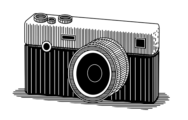 Cámara SLR grabada vector