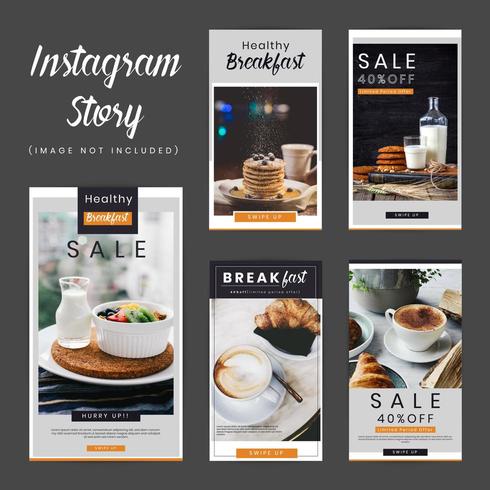 Breakfast Social Media Stories Pack vector