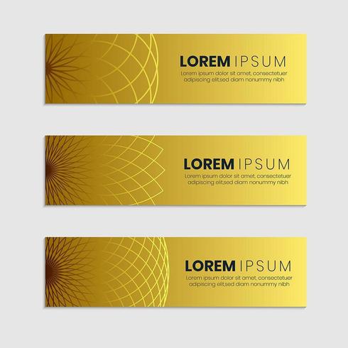 set of web banner design template with golden backgrounds	 vector