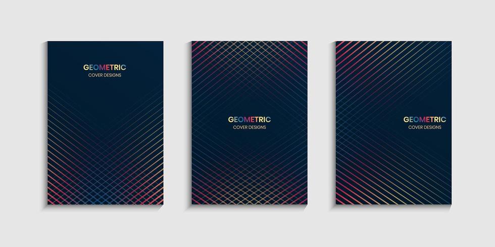 geometric lines poster set vector