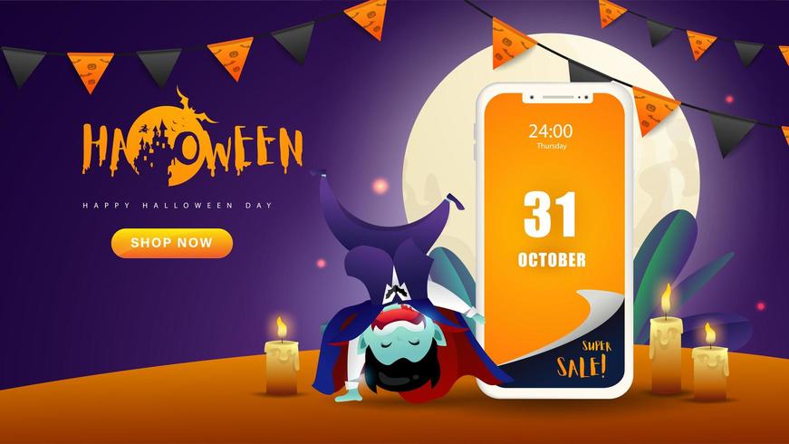 Aplicación web móvil Halloween Banner vector