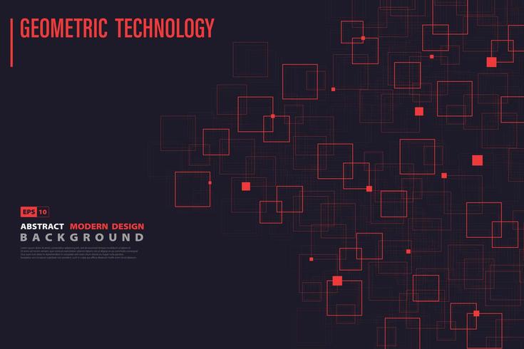 Systematic red square technology pattern vector