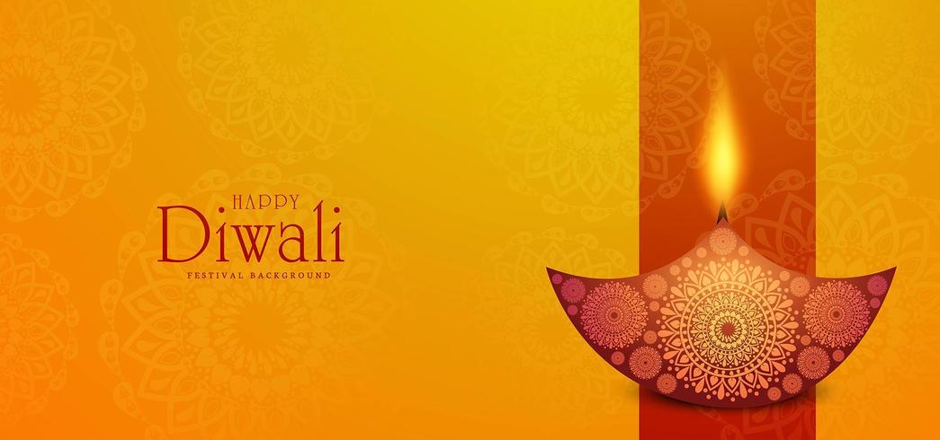 Fondo hermoso de la celebración de la tarjeta de Diwali Diya feliz vector