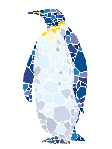 Pingüino mosaico aislado en un fondo blanco. vector
