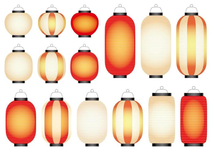 Set of paper lanterns. vector