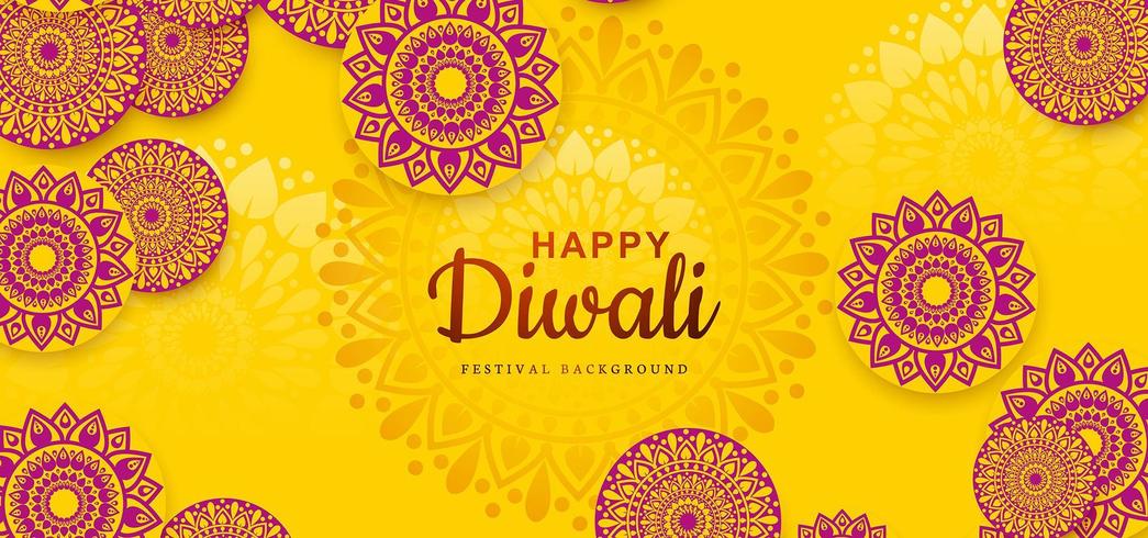 Diwali festival holiday design with Indian Rangoli background vector