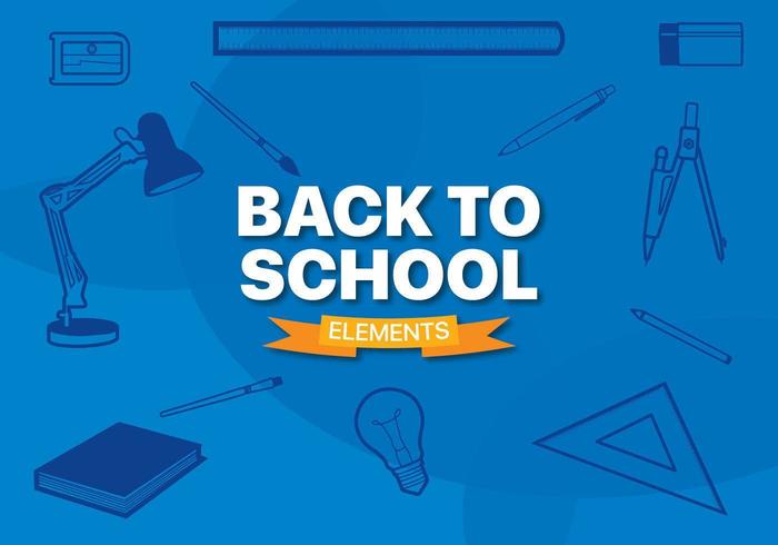 Equipment line elements for school with a blue background vector