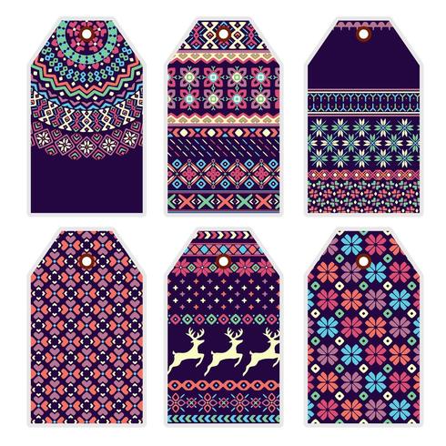 Collection of price tags with sweater ornament vector