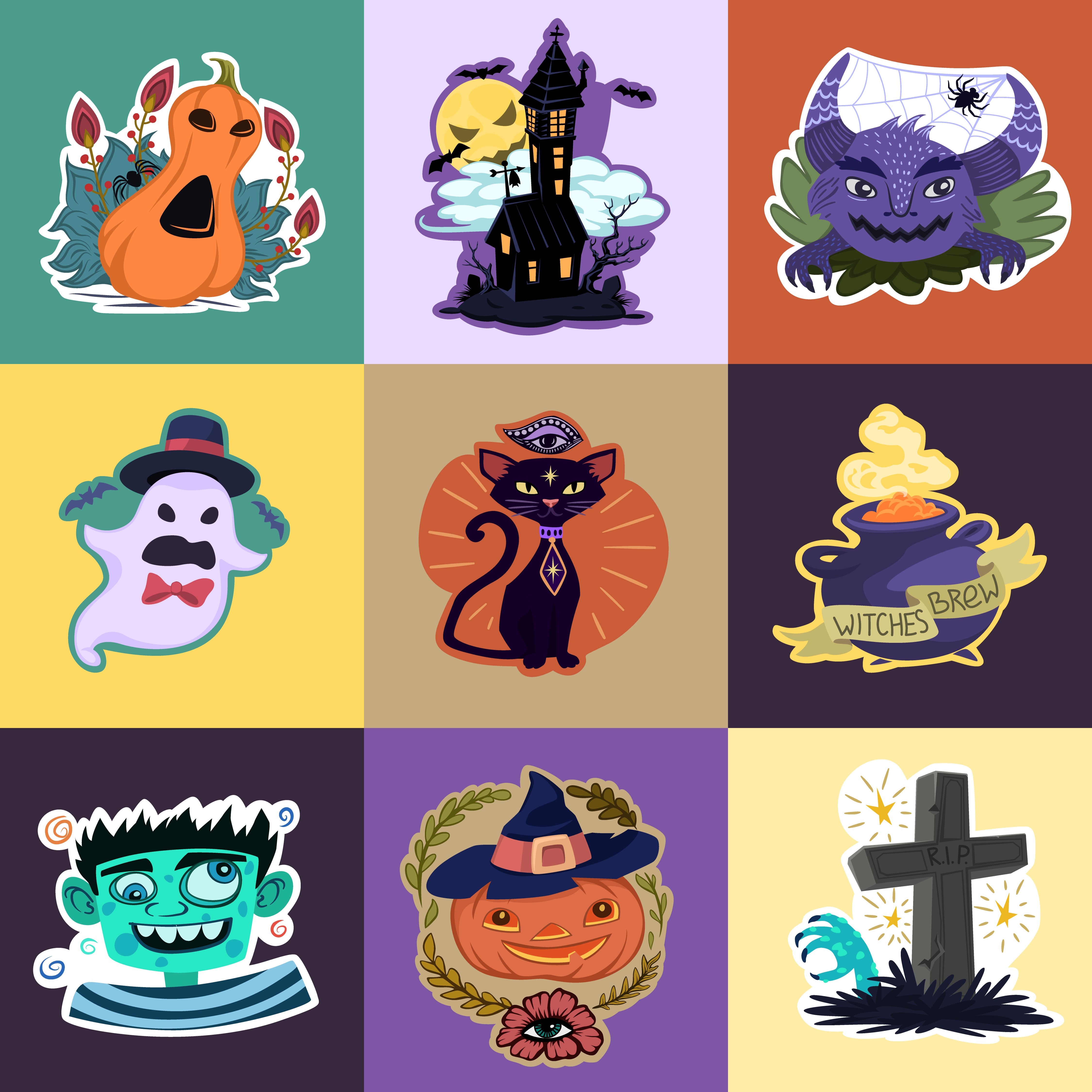Halloween stickers set 680143 Vector Art at Vecteezy