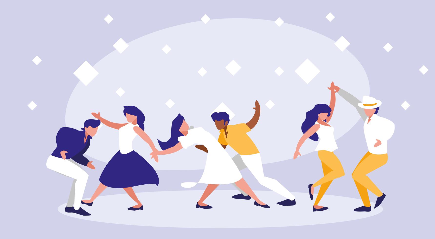 Lets go around in circles and dance. Disco dancer vector. circle dance.
