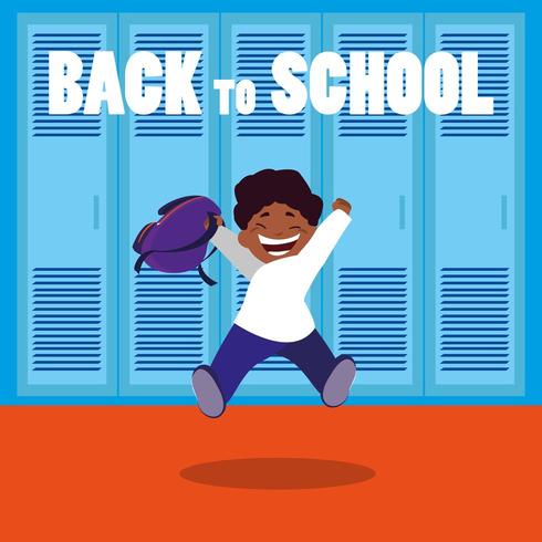 happy student back in school hall vector