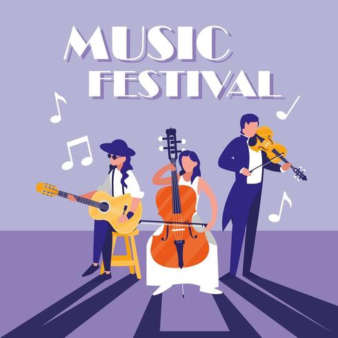 orchestra playing instrument in concert vector
