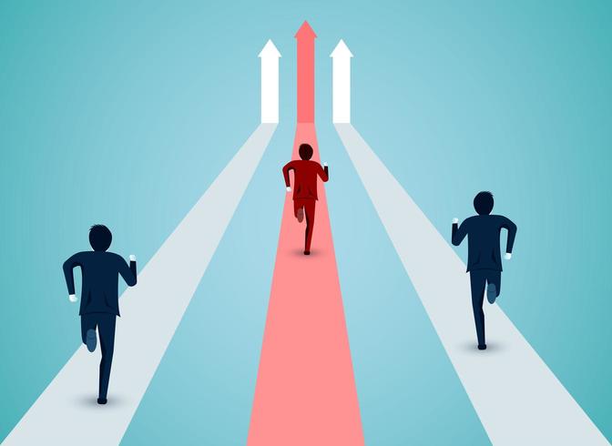 Businessmen running competition leadership concept vector