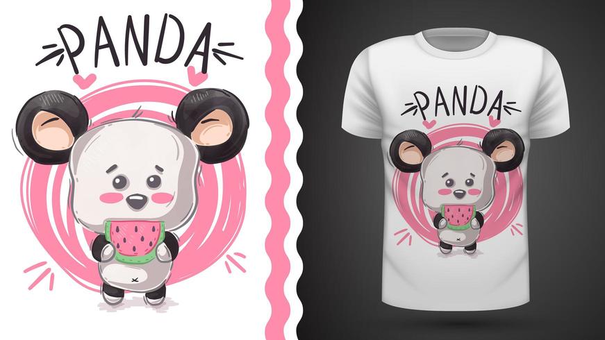 Lindo panda, oso - idea para camiseta estampada vector