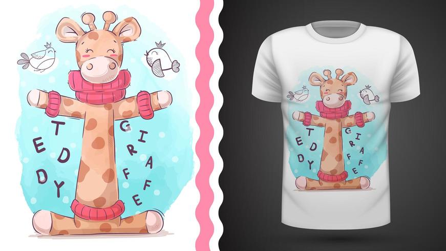 Bird and giraffe - idea para camiseta estampada vector