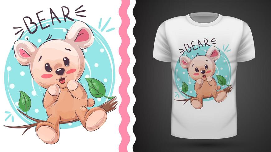 Cute happy teddy - idea for print t-shirt vector