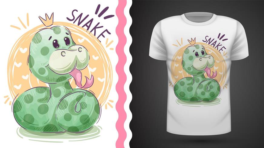 Cute princess snake - idea for print t-shirt vector