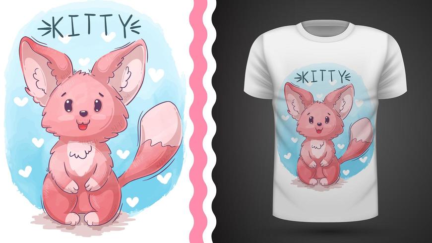 Cat, kitty, fox - idea for print t-shirt vector