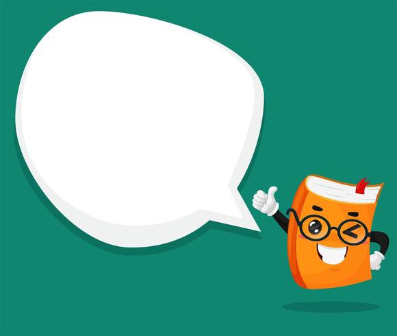 Orange book character Hold the thumb and the text box blank. vector