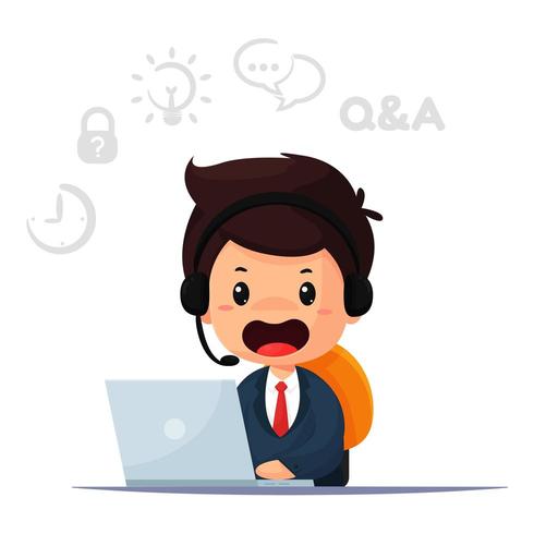 Cartoon customers and providing advice. vector