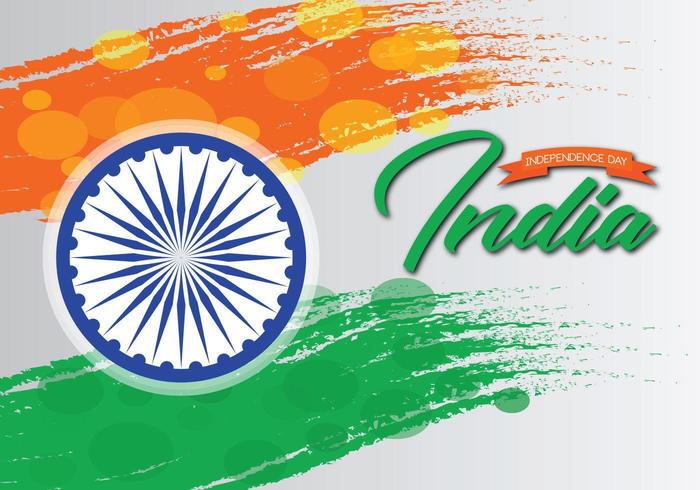 Brush stroke Independence Day India with wave effect vector