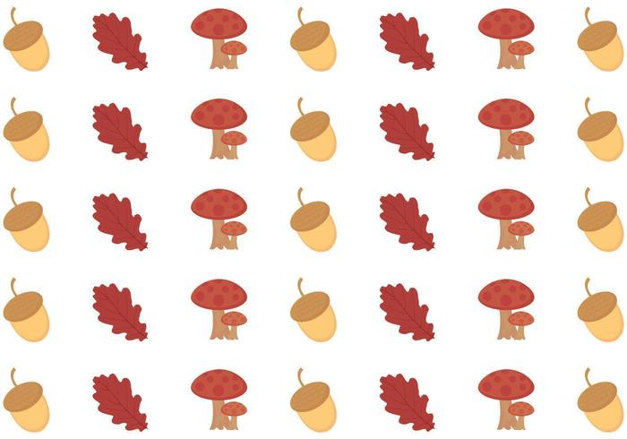 Seamless autumn pattern with mushrooms, old leaves, and seeds vector