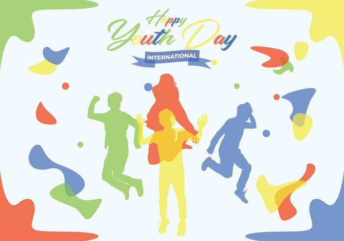 Youth Day people silhouettes with colorful backgrounds vector