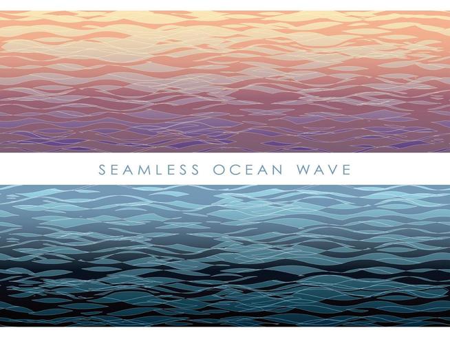Set of seamless wave patterns at sunset and night. vector