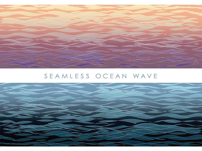 Set of seamless wave patterns at sunset and night.