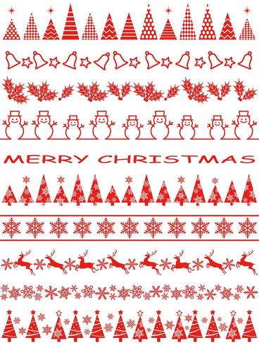 Christmas border set isolated on a white background. vector