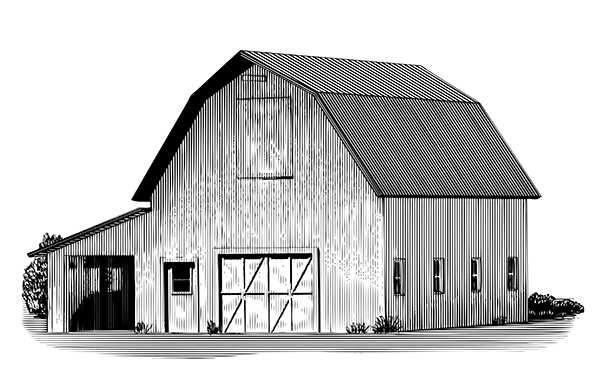 Engraved Cow Barn vector