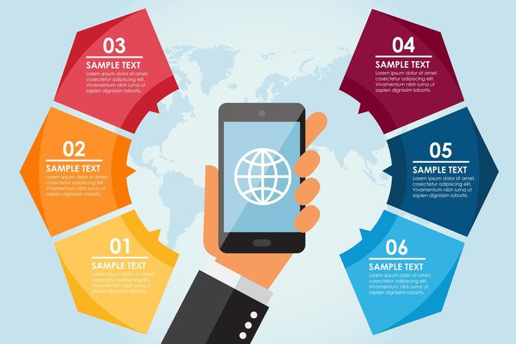 Mobile circle infographic vector