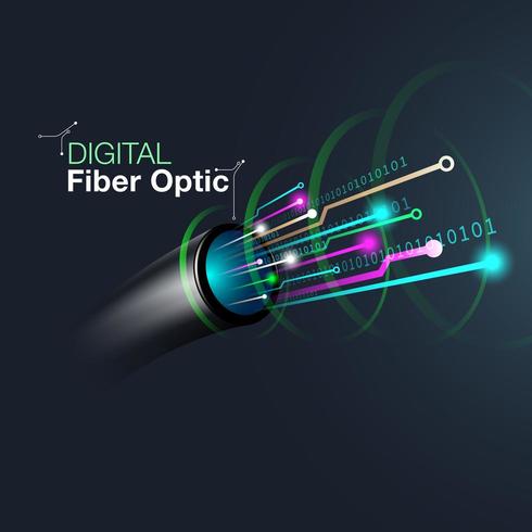 cable digital de fibra óptica vector