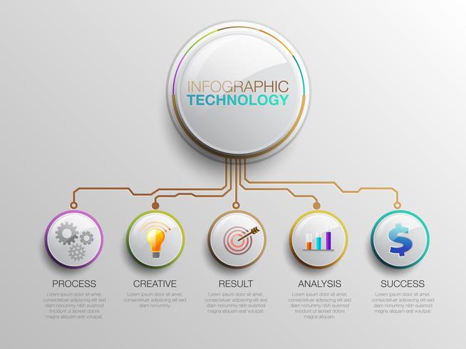 Infographic technology chart with icons vector