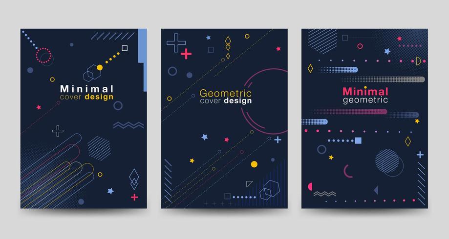 Minimalist cover on dark background with geometric shapes vector