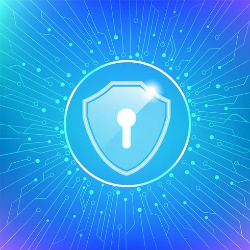 Shield with key hole cyber security protection icon vector