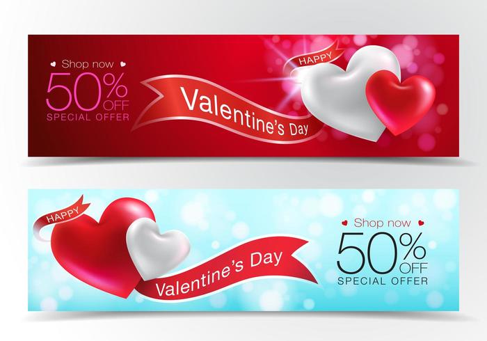 valentine's day sale banners vector