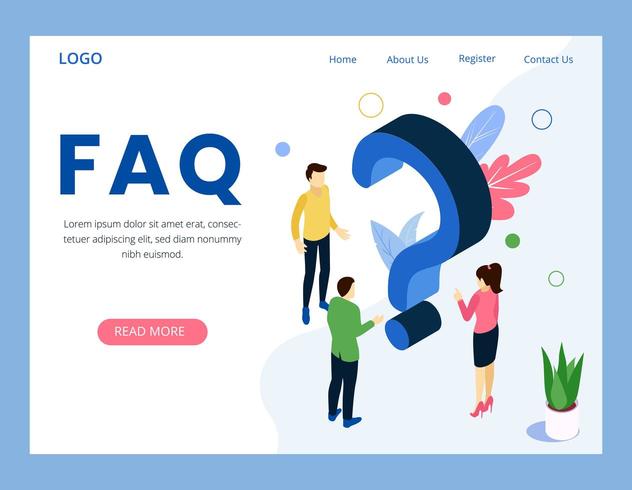 FAQ frequently asked question landing page  vector