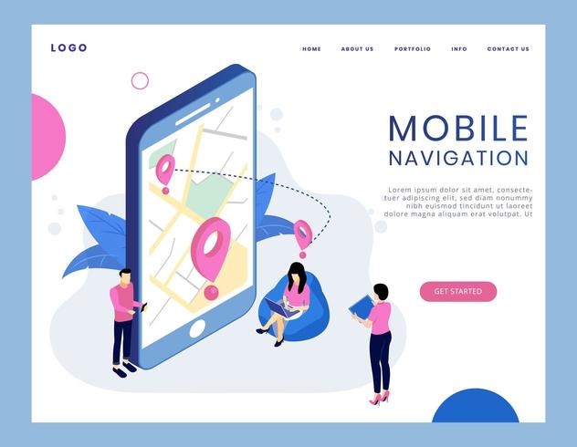 Modern isometric concept of mobile navigation vector