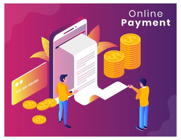 Online payment isometric vector landing page 