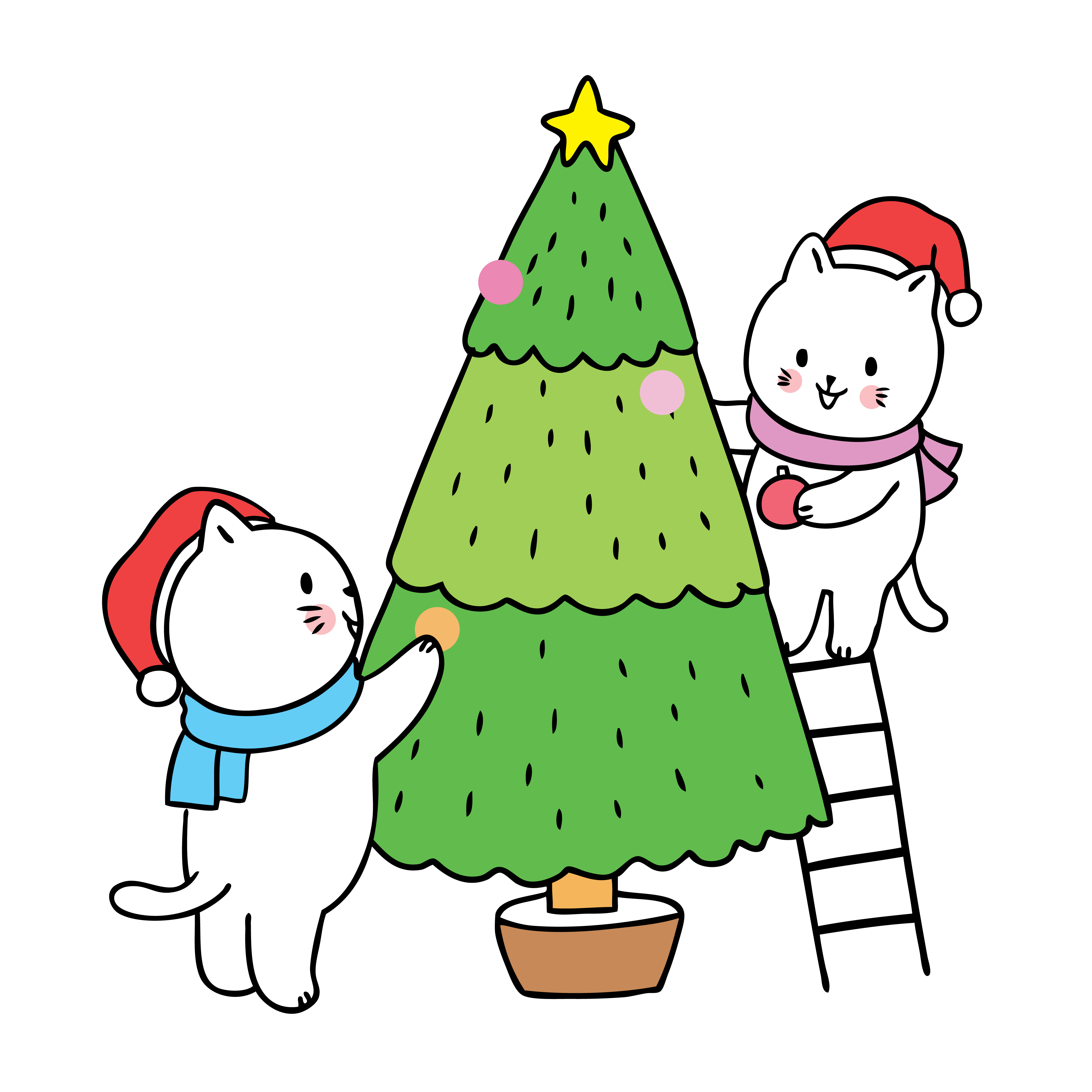 Cartoon cute Christmas, Cats frame christmas tree vector. 680425 Vector Art  at Vecteezy