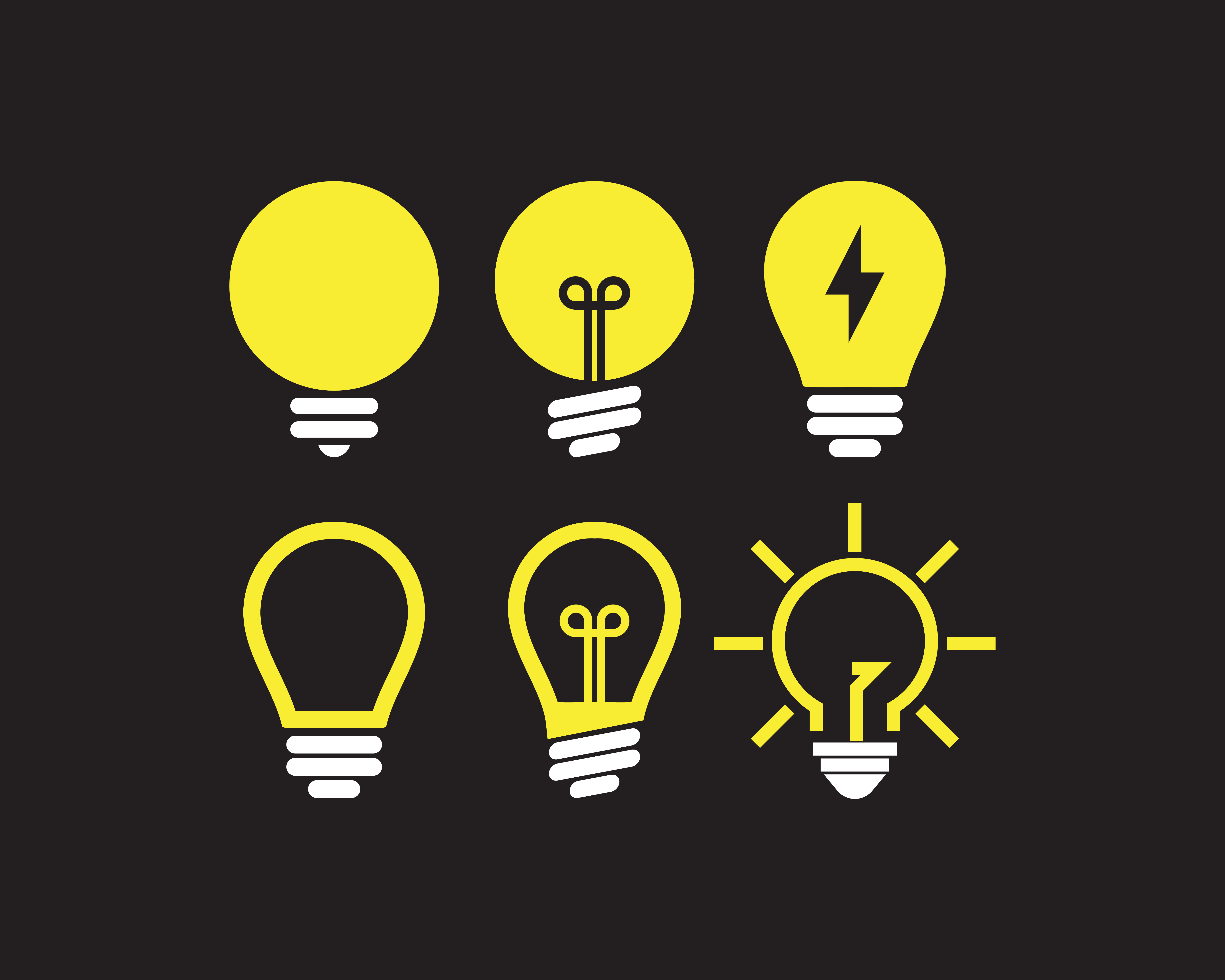 Light bulb icon set 680431 Vector Art at Vecteezy