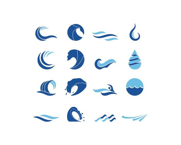 Water wave logo set vector