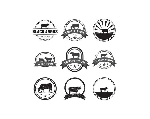 Cow emblem logo set vector