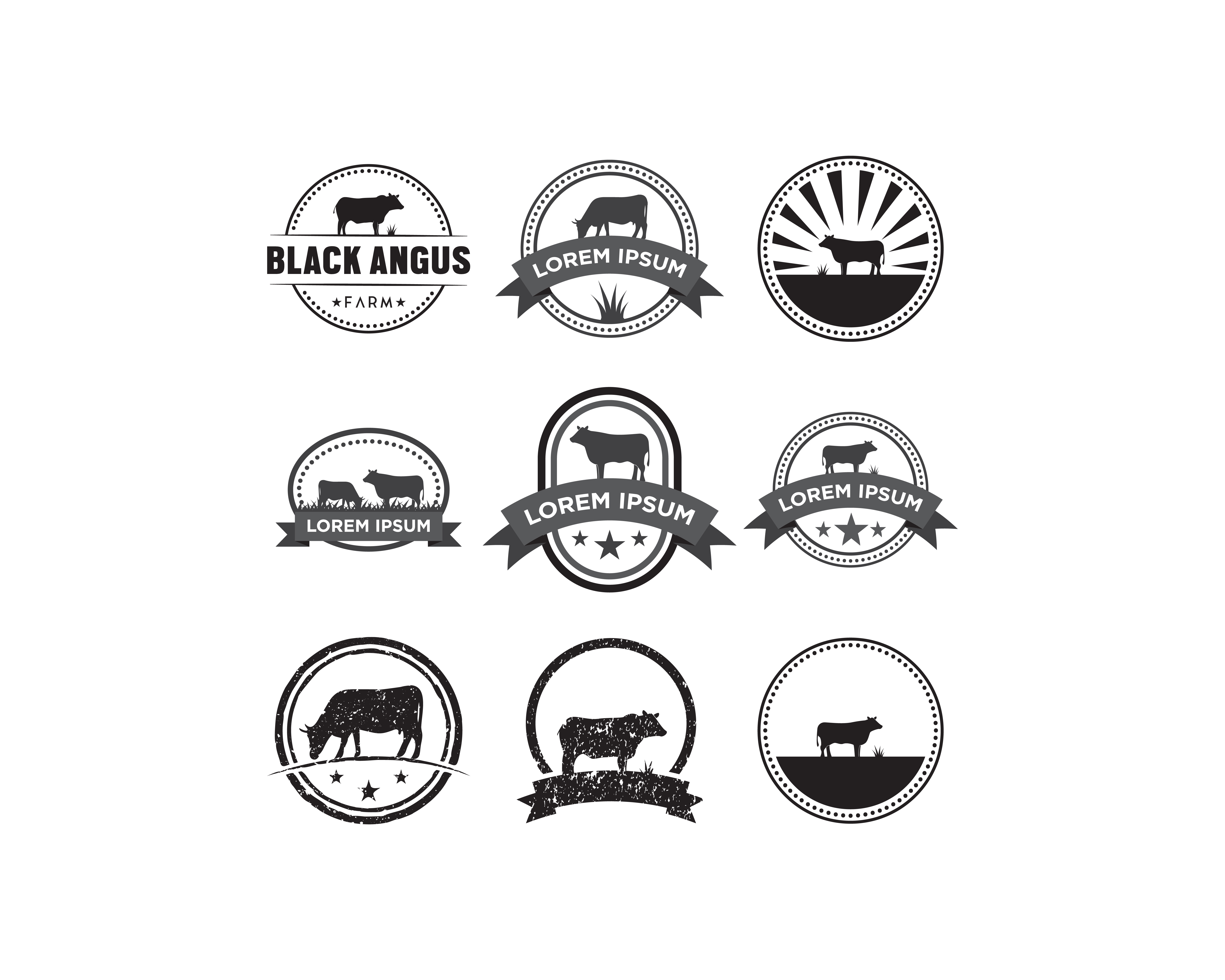 Cow emblem logo set 680443 Vector Art at Vecteezy