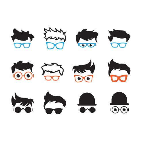 Geek or nerd head collection set vector