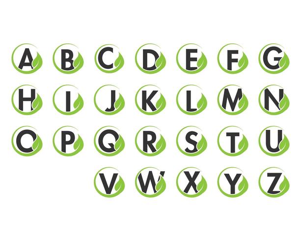 Alphabet initial and leaf logo icon set vector